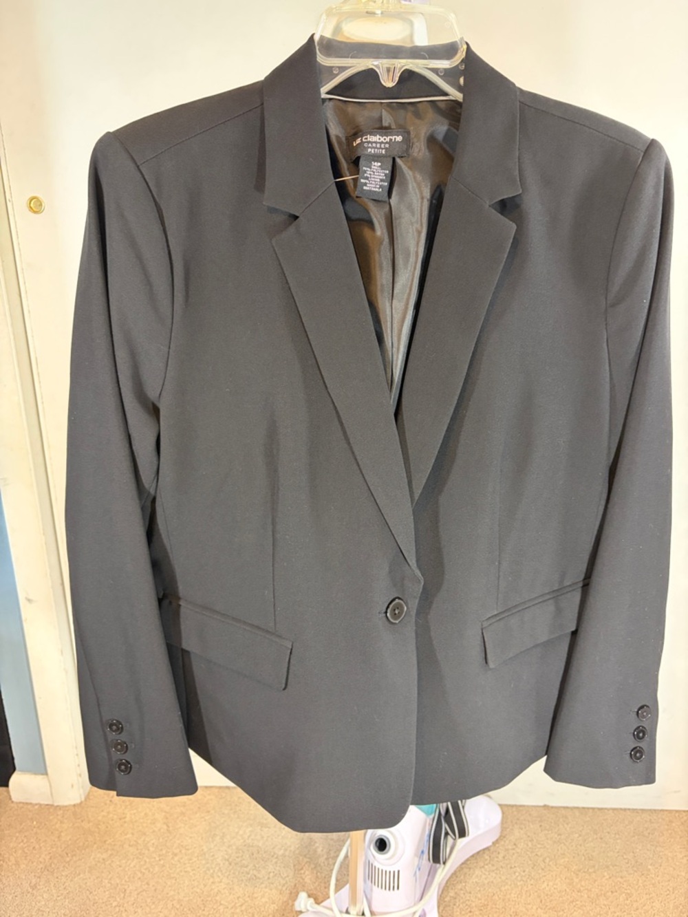 14P EUC Liz Claiborne Black Single-Button Tailored Blazer 14 petite